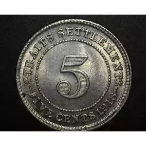 STRAITS SETTLEMENTS Silver 5 CENTS